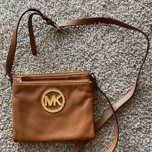 Michael Kors brown leather satchel purse crossbody